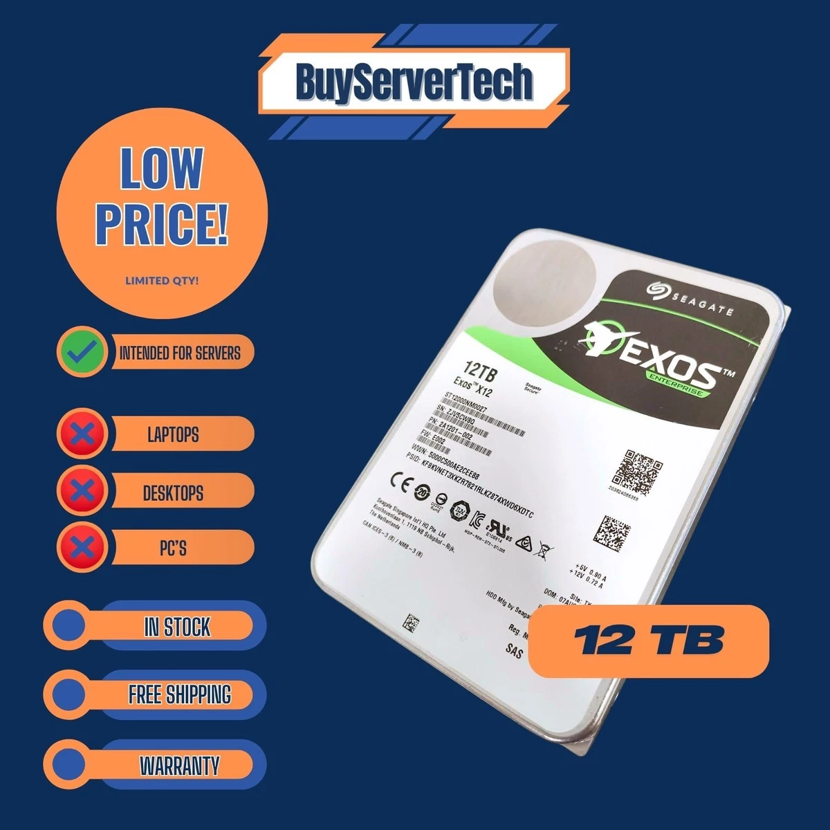 Internal Hard Disk Drives 12 TB Storage Capacity for Sale - eBay