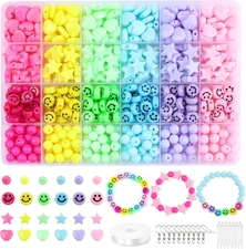 Candy Color Acrylic Heart Beads Star Beads Plastic Bead Kit Cute Pastel Bead for