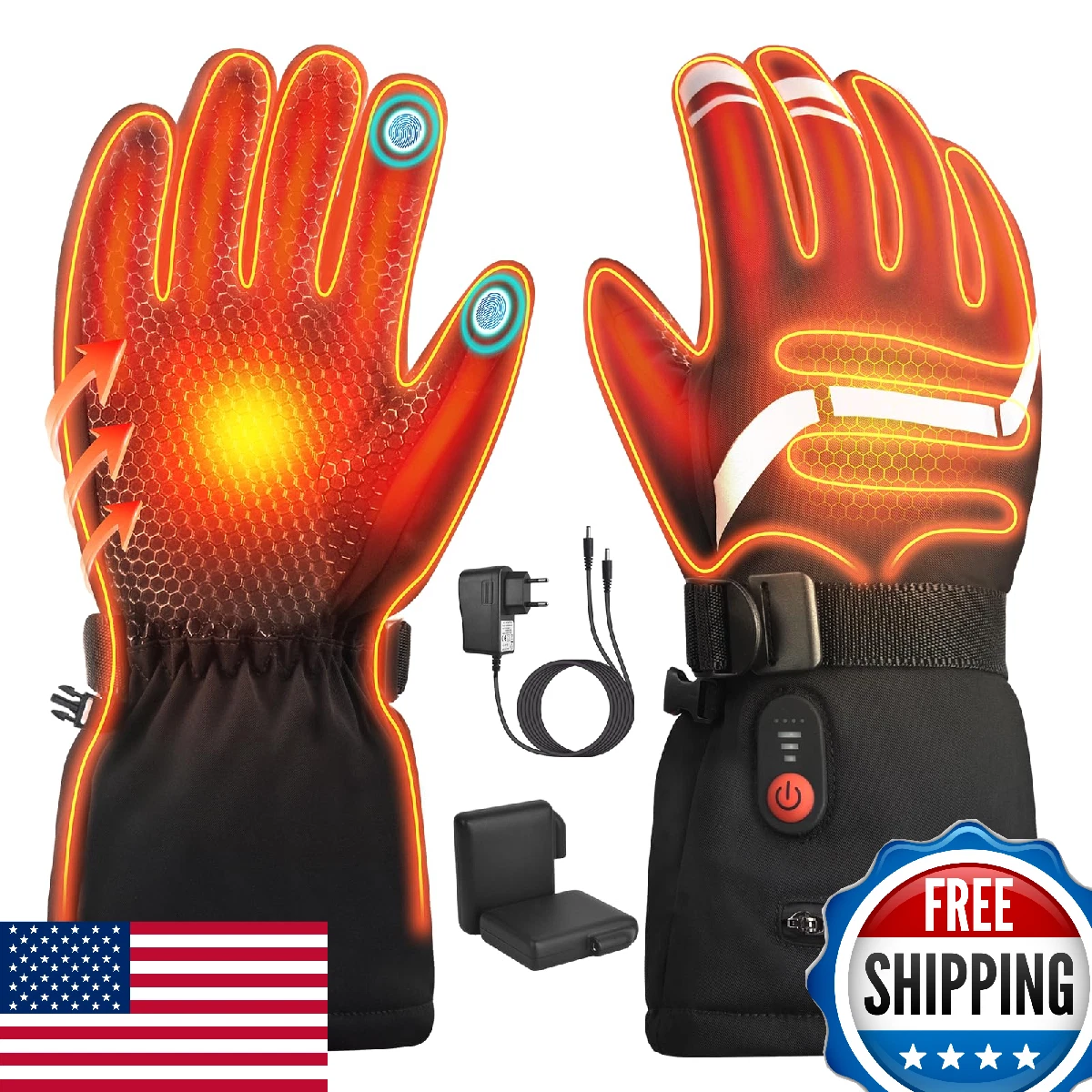 Heated Gloves for Men Women, 7.4V Rechargeable Electric, Skiing, Motorcycle