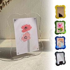 Colored Acrylic Picture Frame Wavy Postcard Desktop Display Frame Decoration.