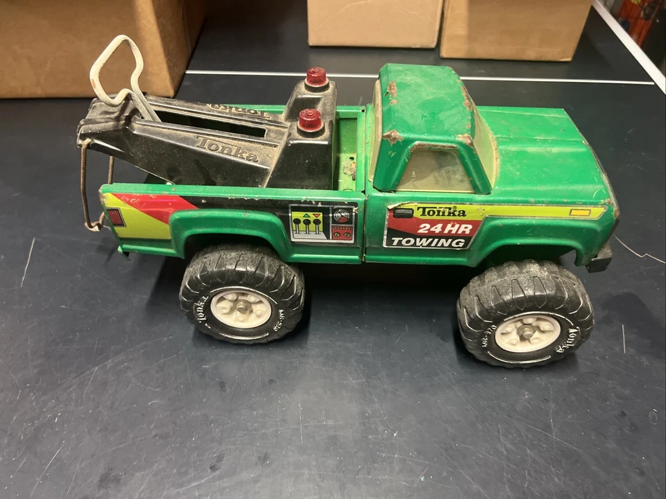 Tonka vintage 24 HR. Remolque Remolque metálico verde acero y plástico años 70-80 Foto 3 de 4