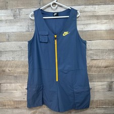 Nike Sportswear Icon Clash Womens Romper XL Dusty Blue Yellow Zip
