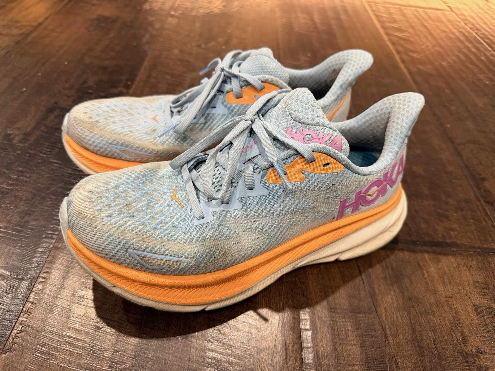Hoka W One One Clifton 9 Running Sneakers 1127896 Airy Blue Womens Size 7B