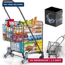 Upgrade Shopping Cart for Groceries, 280 LBS Large Grocery Cart with Waterproo
