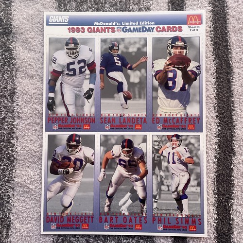 1993 McDonald’s Giants Game Day Cards Sheets 1-3 Complete Set - 第 3/4 張圖片