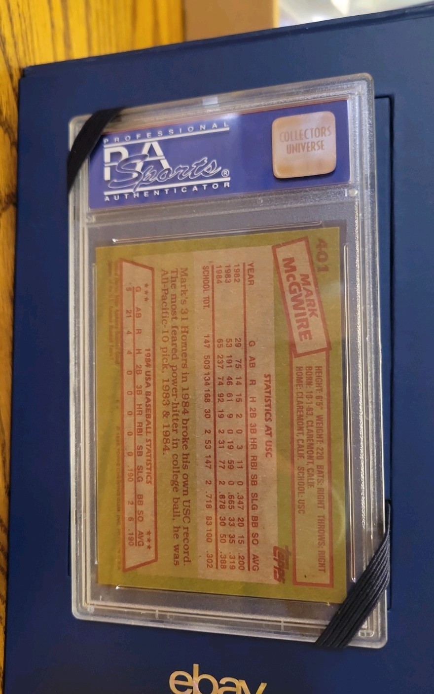 1985 Topps Mark McGwire #401 (RC) PSA9 Mint 84 USA view 7