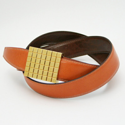 Chopard Ceintore Ice Cube M Belt Leather  Brun Jaune Brown Orange in Box FS JP