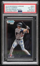 2010 Bowman Chrome 18U USA Team Buyback 72/100 Bryce Harper PSA 6 Auto 3d5