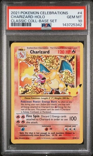 2021 POKEMON CELEBRATIONS CLASSIC COLL #4 CHARIZARD-HOLO PSA 10
