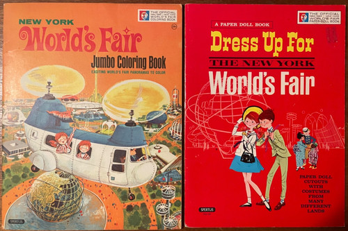 Original 1964-65 New York World's Fair Jumbo Coloring Book and Paper Doll Book