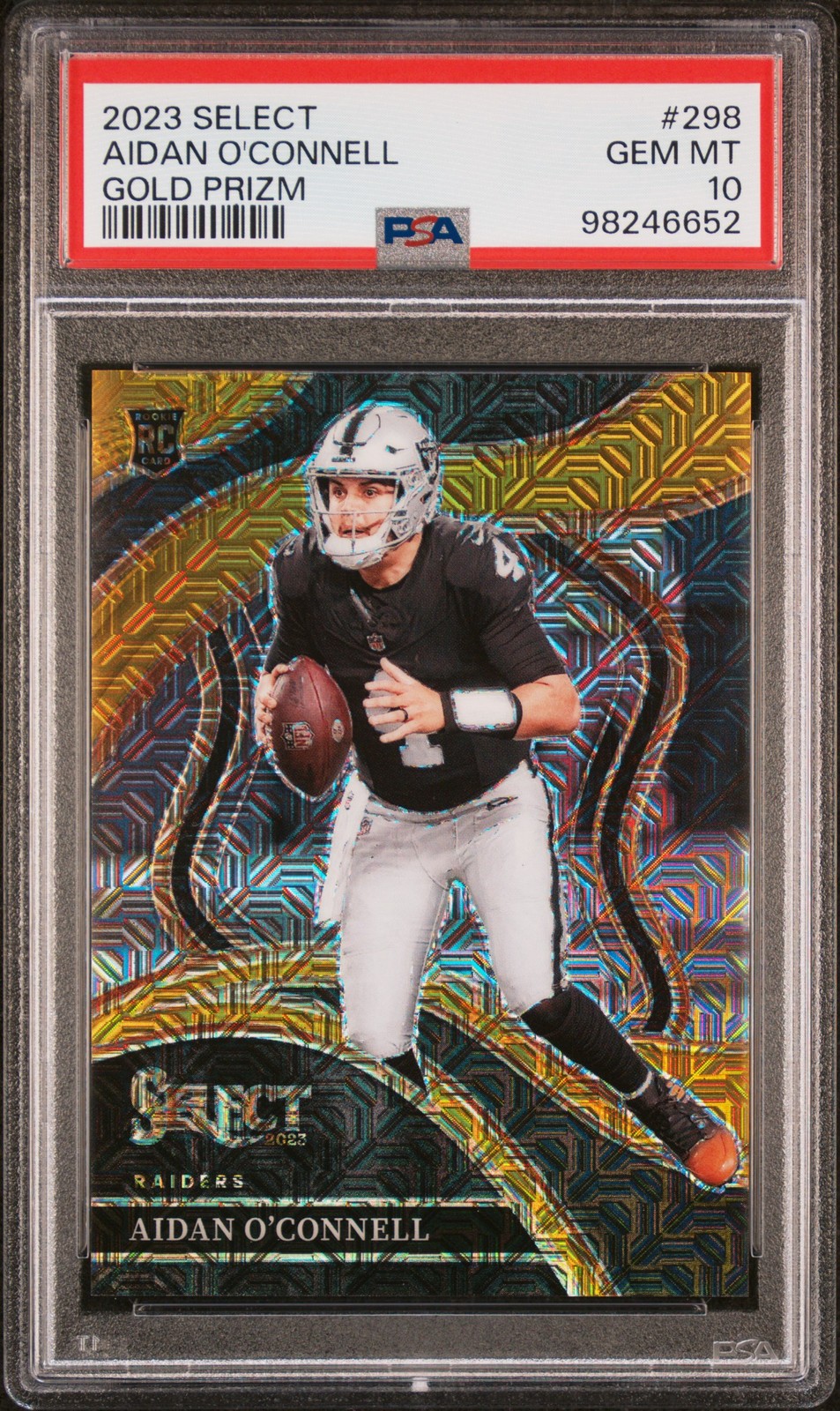 2023 Panini Select Aidan O'connell Rookie Field Level Gold Prizm /10 - PSA 10