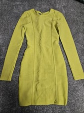 House Of CB Celeb Boutique Lime Green Long Sleeve Bodycon Mini Dress Size Small