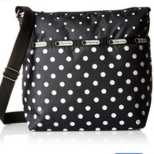 EUC Lesportsac Small Cleo crossbody Polka Dot Purse 11 X 9
