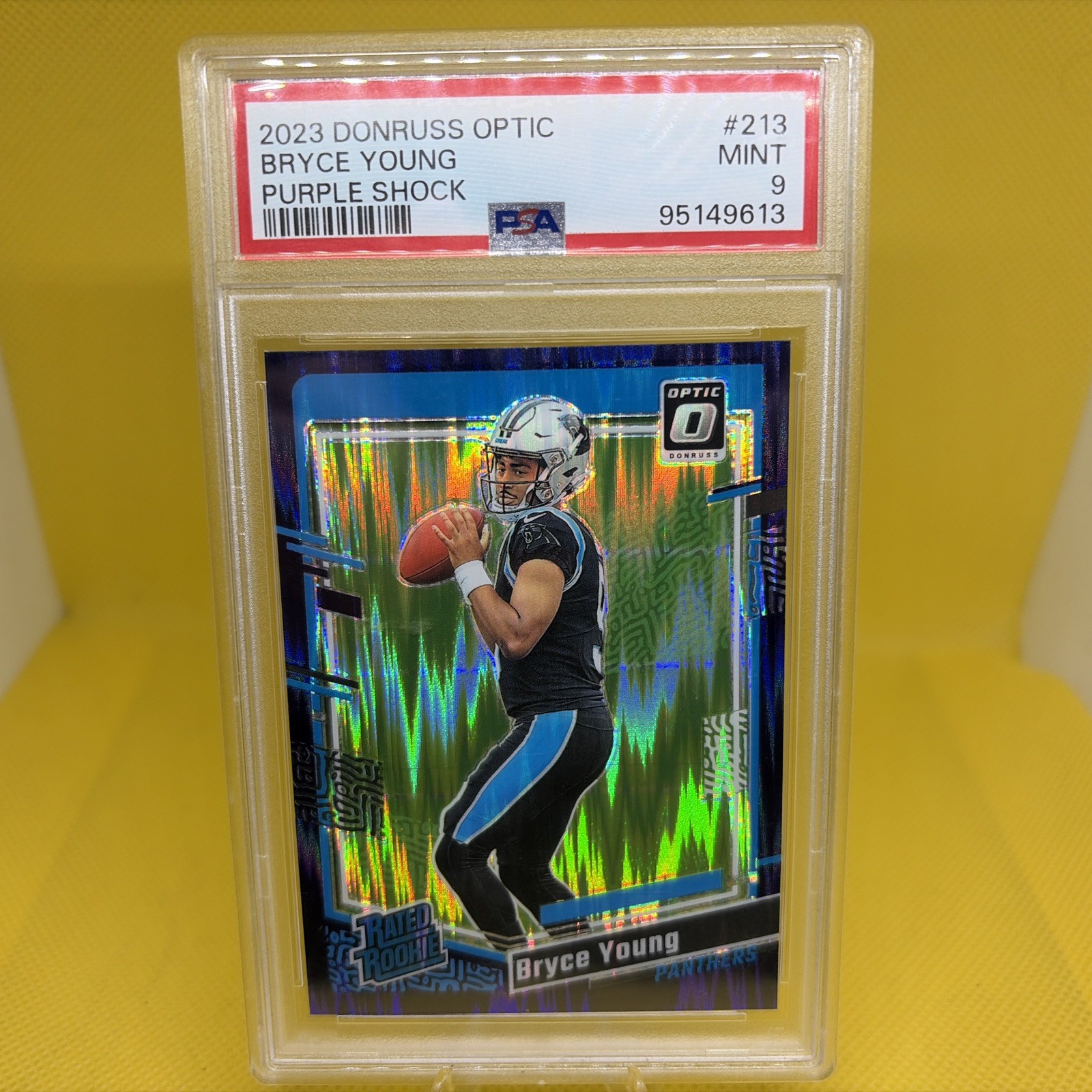 2023 Panini Donruss Optic Purple Shock Prizm Rated Rookie BRYCE YOUNG #213 PSA 9