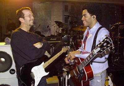Eric Clapton and Lenny Kravitz during VH1 Concert of the Century r- Old Photo