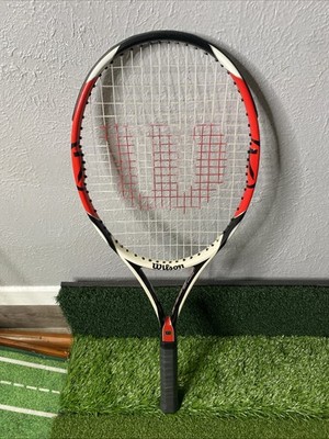 Wilson K Factor Six One 95 332g 95sq 18x20 Tennis Racquet 4 1/4 White Red Black
