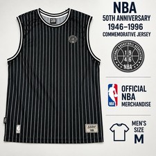 NBA 50th Anniversary 1946-1996 Pinstripe Basketball Jersey Mens Medium Black