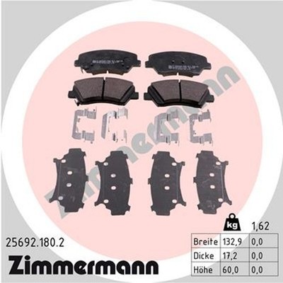 Bremsbelagsatz Scheibenbremse ZIMMERMANN 25692.180.2 für KIA HYUNDAI ELANTRA GD