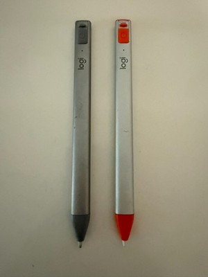 2 Logitech Crayon Digital Pencils for Apple iPad, Orange and Gray, See Notes