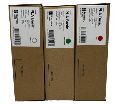 Bambu Lab PLA Basic Filament 1.75mm 1kg REFILL 3-Pack Bundle Red Green White
