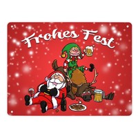 Frohes Fest Mit Lustigem Weihnachtsmotiv Metallschild XL In 21X28 Cm