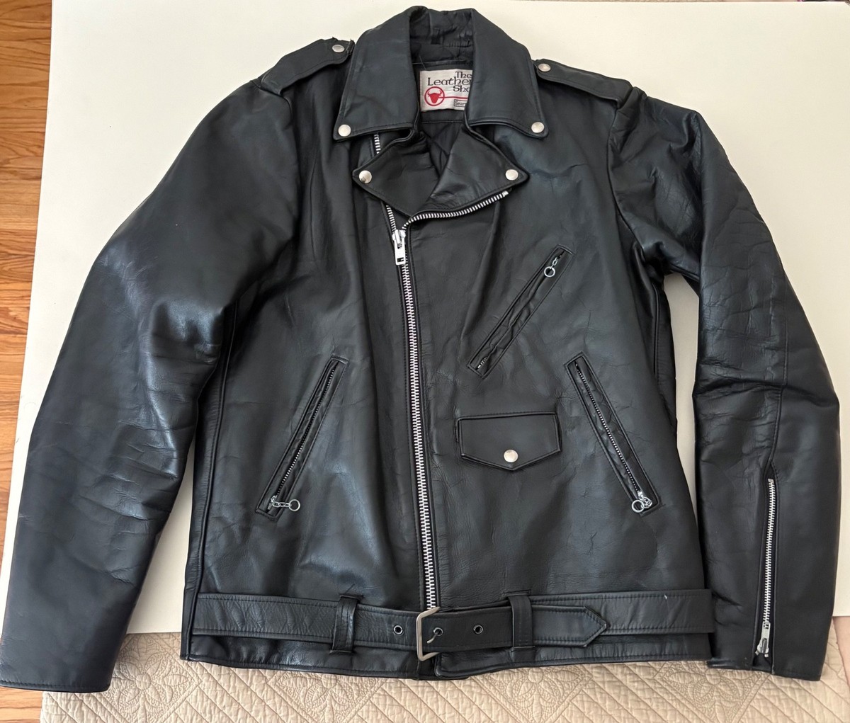 VTG Leather Biker Jacket Sears The Leather Shop Mens 44 X-Tall