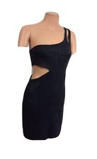 Black Cutout Mini Dress One Shoulder Womens Medium NEW