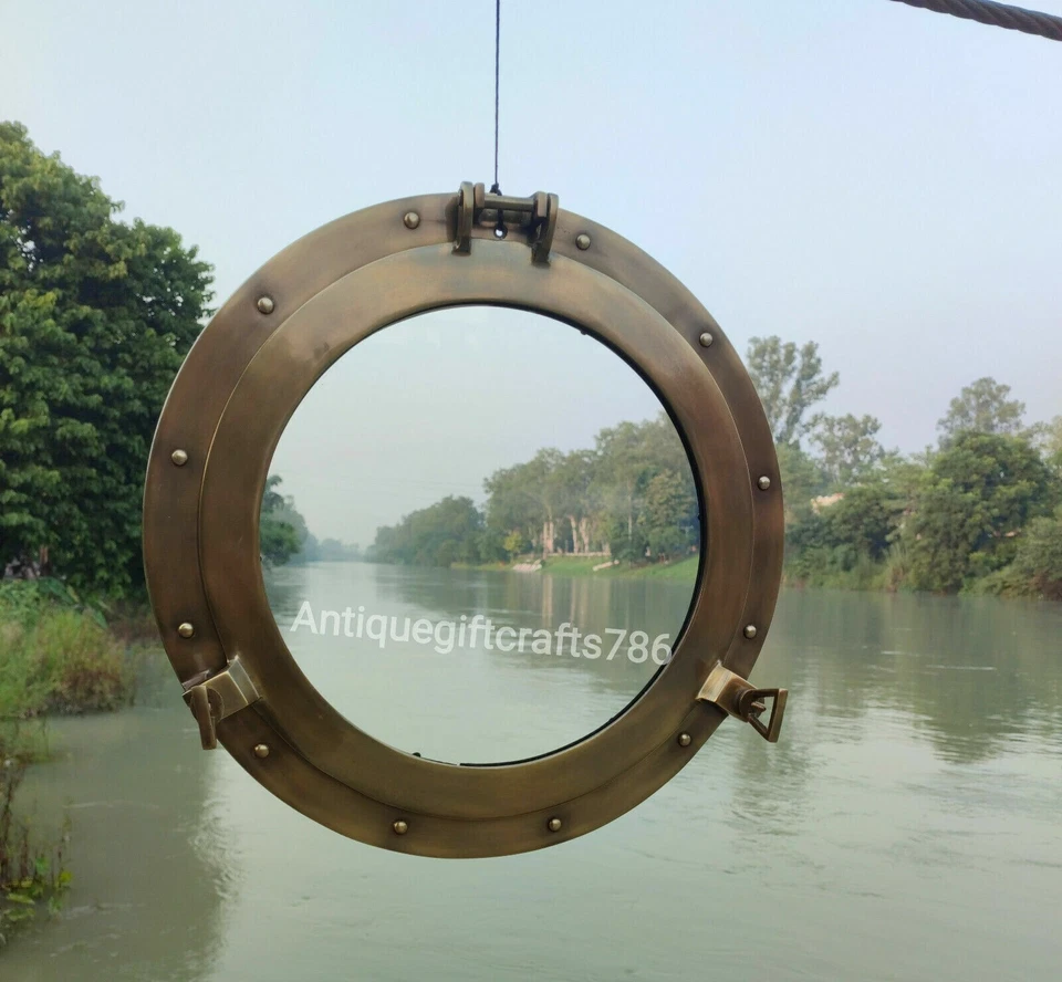 24" Ojo de Buey Ventana Canal Barco Vidrio Acabado Níquel Barco Pared Diseñador Decorativo Foto 2 de 4