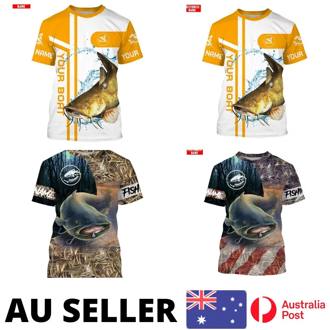 Fishing Shirt Catfish Makes Me Happy Boat Summer Hot - AU Stock