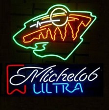 Minnesota Wild Ice Hockey Beer Neon Light Sign Lamp Wall Decor Club 24x20