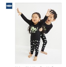 NWT Old Navy Halloween Boo Crew Long Sleeve Pajamas PJs 2PC 5T Glow In Dark Blk