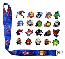 Marvel Iron Man Lanyard Set w/ 5 Themed Disney Park Trading Pins  Brand NEW