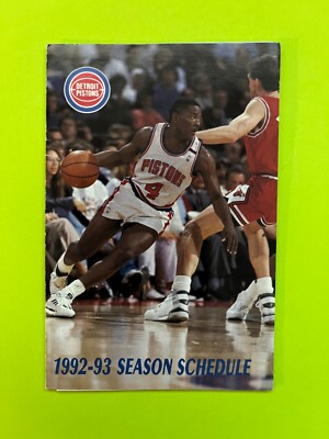 1992-93 Detroit Pistons Schedule Book Joe Dumars Cover  Ex