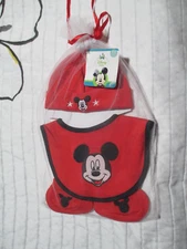 Disney Baby Mickey Mouse red 4 piece layette 0-6 mo new hat booties mittens bib