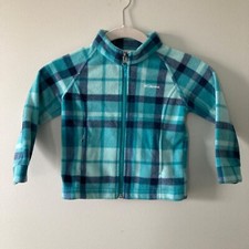 Columbia Size 3T Aqua Plaid Fleece Jacket Girl Boy
