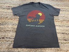 Disney The Lion King Mens Size L Large Dark Gray Graphic T-Shirt Hakuna Matata