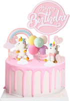 Aodigege Einhorn Tortendeko Geburtstag Macaron Kuchen Deko Torte Topper Einhorn,