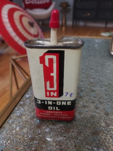 Vintage 3 In 1 Household Handy Oiler Oil Advertising Tin Can Household Oil 