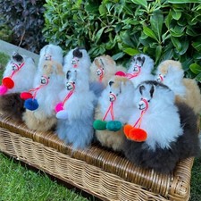 Mini Alpaca Llama 5" / 12.5cm Standing Soft Toy Fluffy Soft Fur Brown Honey Grey