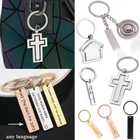 Stainless Steel Cross Custom Letter Name Key Chain Personalized Engraved Keyring