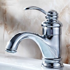 Polished Chrome Brass Single Hole Bathroom Sink Faucet Cold Hot Mixer Tap 2nf058