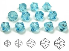 Czech Bicone Crystal MC Beads Aqua Bohemica 3mm 4mm 6mm 8mm MC Diamond Rondelle