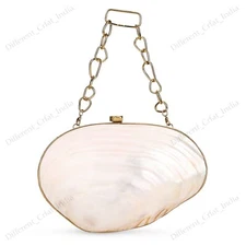 CultGaia Sea Shell Minauderie Clutch Purse, Indian Real iridescent Shell handbag