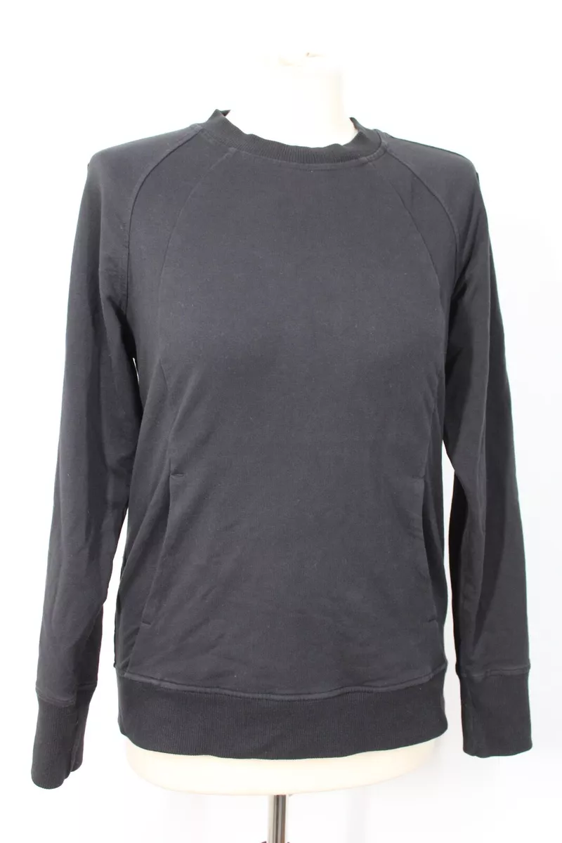 Lululemon 6 Black Scuba Crew Neck Kangaroo Pocket Pullover