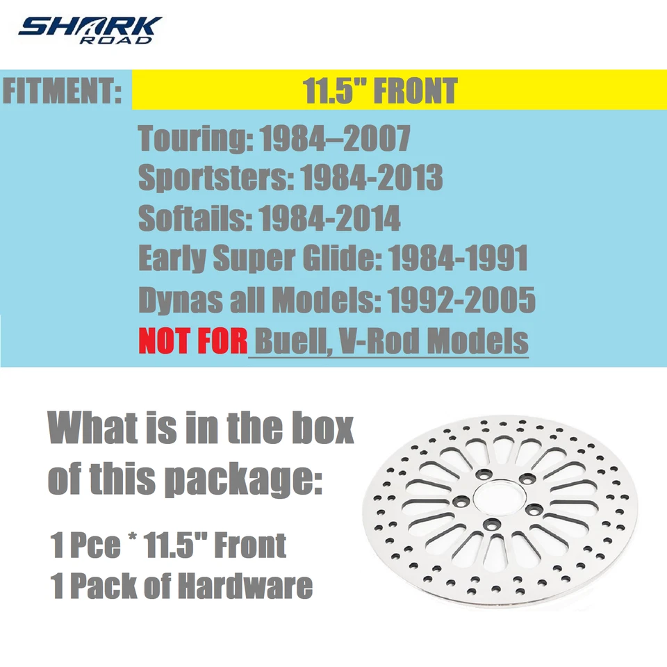 Rotor de freno delantero de 11,5" 1 pieza súper radios alto pulido para Harley Touring Softail Foto 4 de 4