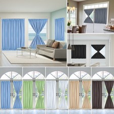 PiccoCasa Blackout Curtains Rod Pocket Sliding Door Panel Darkening Drape 2pcs