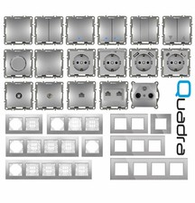 Steckdose Steckdosen Ausschalter Wechselschalter Dimmer Schuko USB Glas Silber