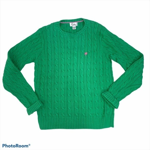 Kelly green cable knit sweater cheap