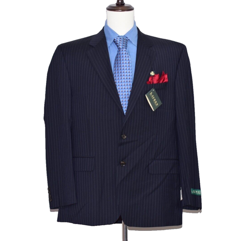 NWT Lauren Ralph Lauren Striped Mens 2pc Charcoal Suit Jacket Size 44-R Pant 38 - Picture 8 of 12