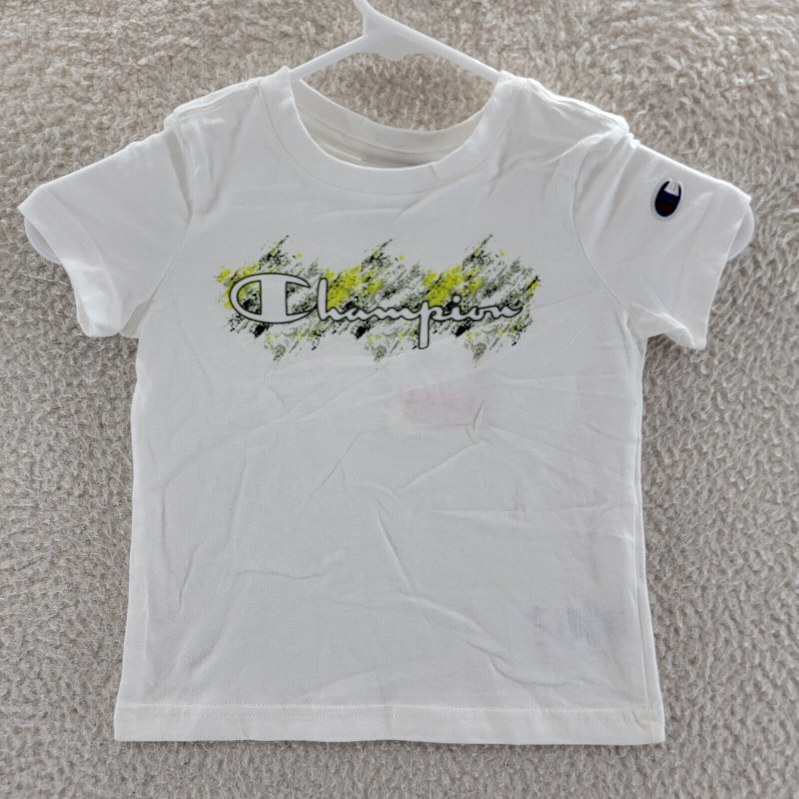 Champion Graphic Print T-Shirt Toddler 2 White Crew Neck Pullover w/ Logo  S/S | eBay